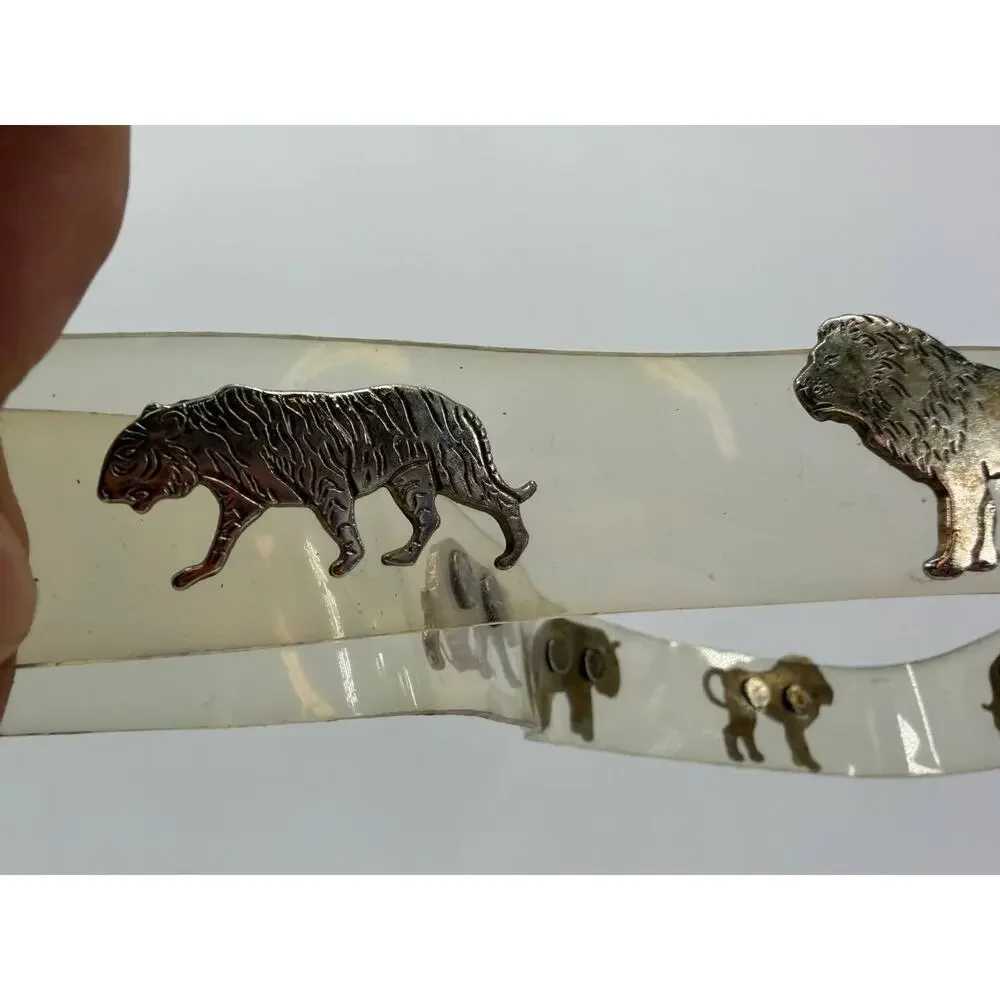 Vintage Clear Plastic Safari Animal Belt Lion Elephant Rhino Hippo 38